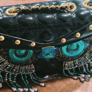 Quilted Black Leather Owl Flap Bag